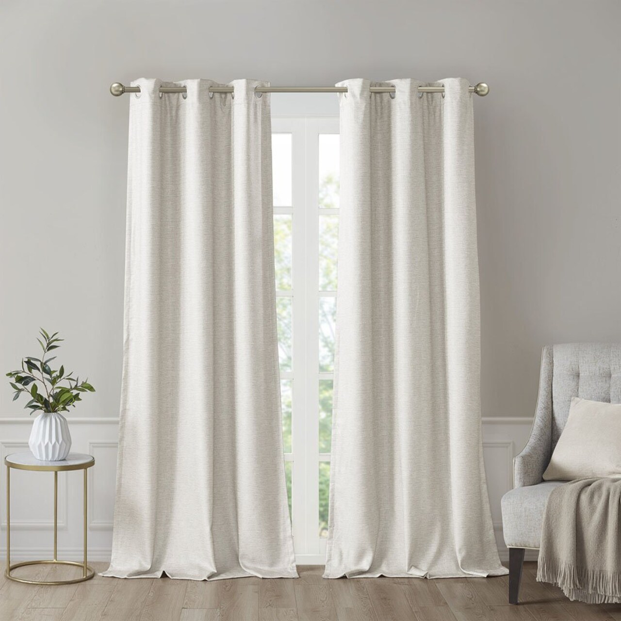 Gracie Mills Tonal Printed Faux Silk Total Blackout Curtain Panel Pair